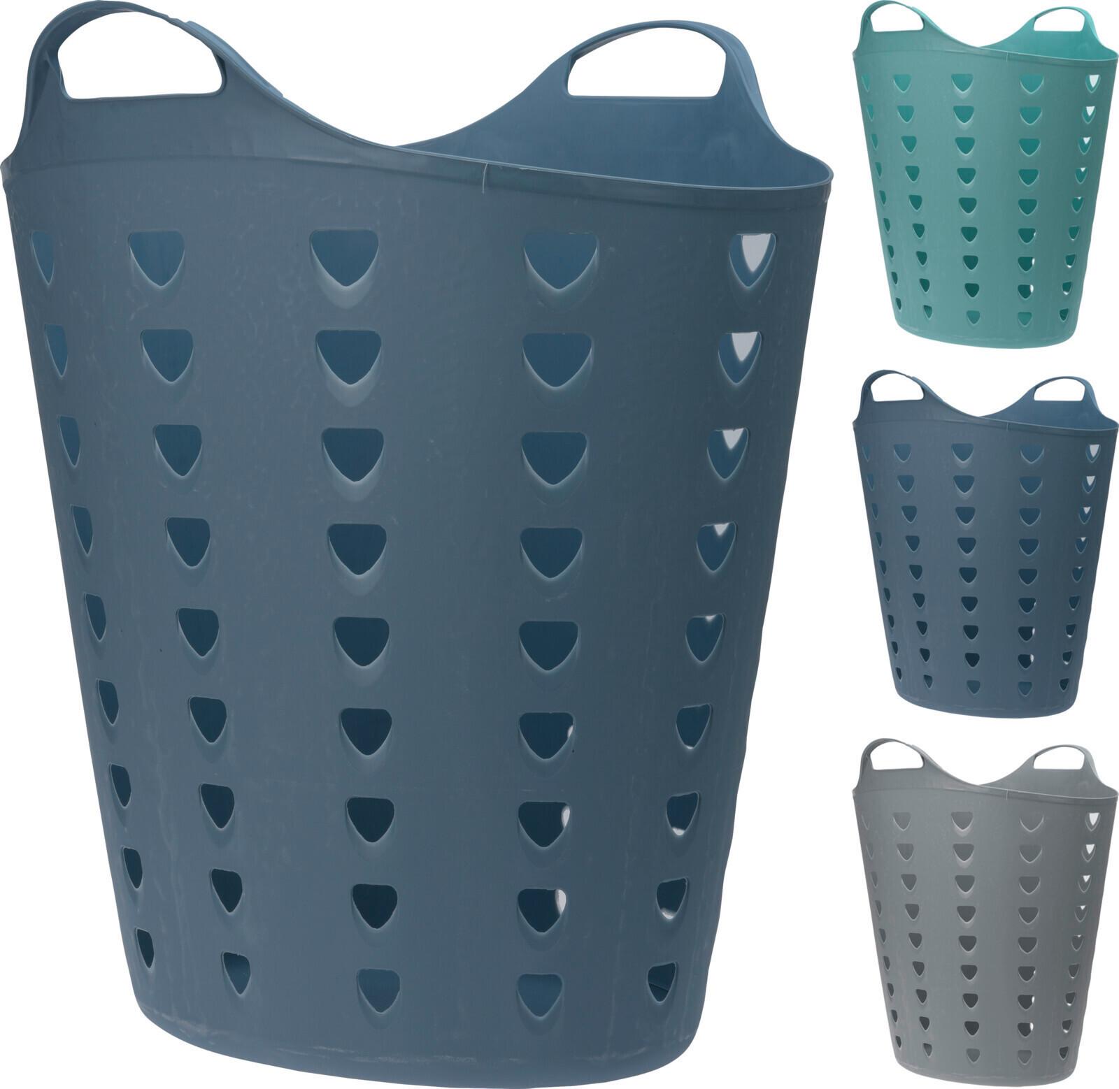 Ruháskosár Flexi - L - világosszürke/kék, Modern, műanyag (47/50/38cm)