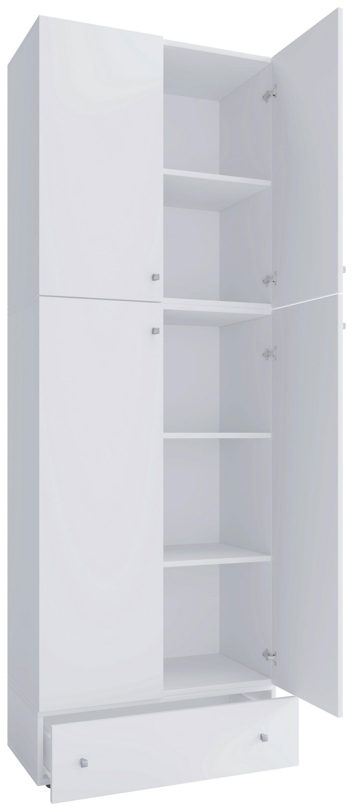 Kleiderschrank Lona XXL Weiß ca. 70x200x39 cm - Weiß/Grau, MODERN, Holzwerkstoff/Kunststoff (70/200/39cm) - MID.YOU