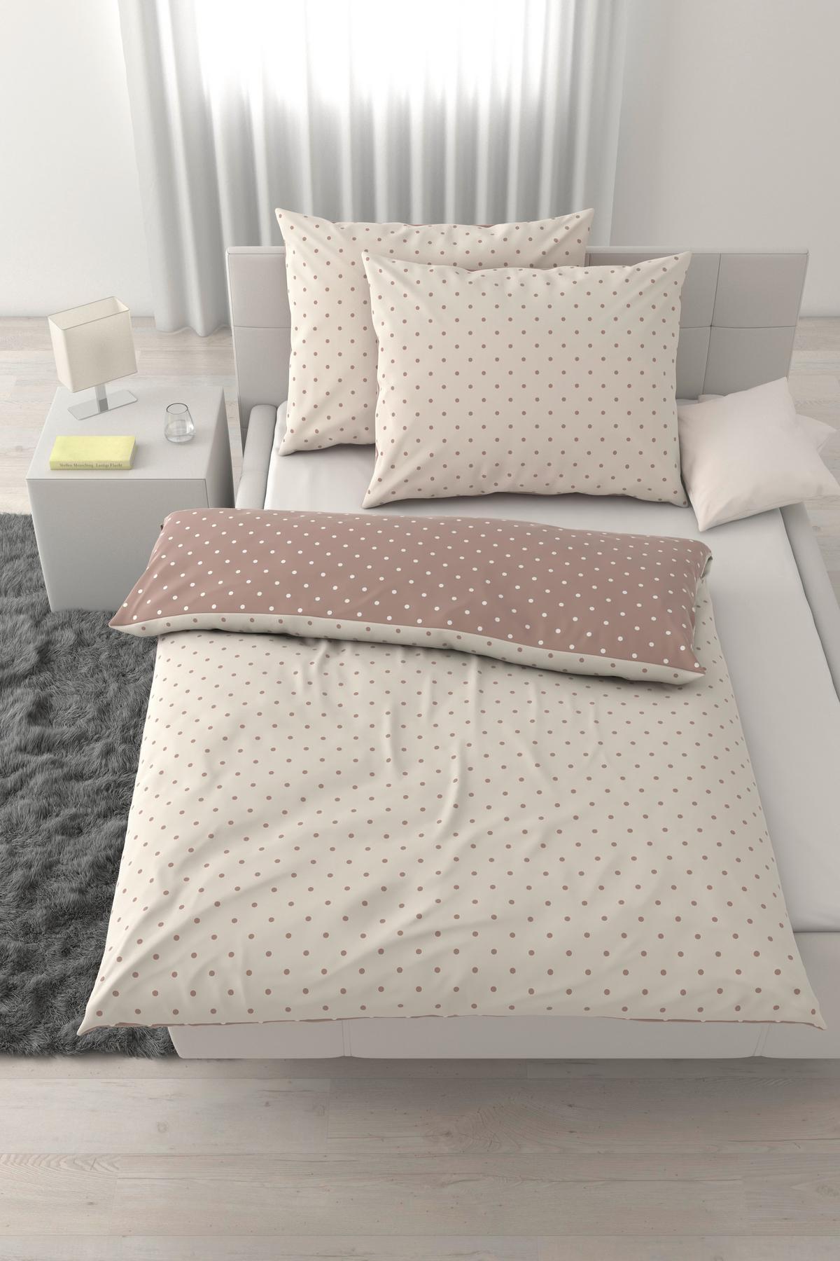 Posteljnina Dots Xxl - rjavosiva/krem barve, Moderno, tekstil (200/200cm) - Mömax