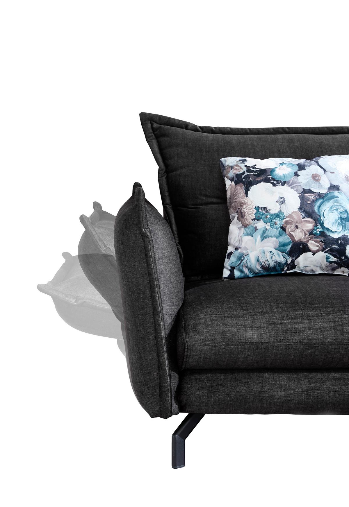 Wohnlandschaft Lava Anthrazit Velours - Türkis/Anthrazit, MODERN, Textil/Metall (255/180cm) - Livetastic