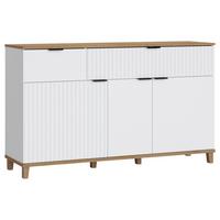 Comoda cu usi PLISSEE - alb/culoare lemn stejar, Modern, material pe bază de lemn (145/86/40cm) - Modern Living