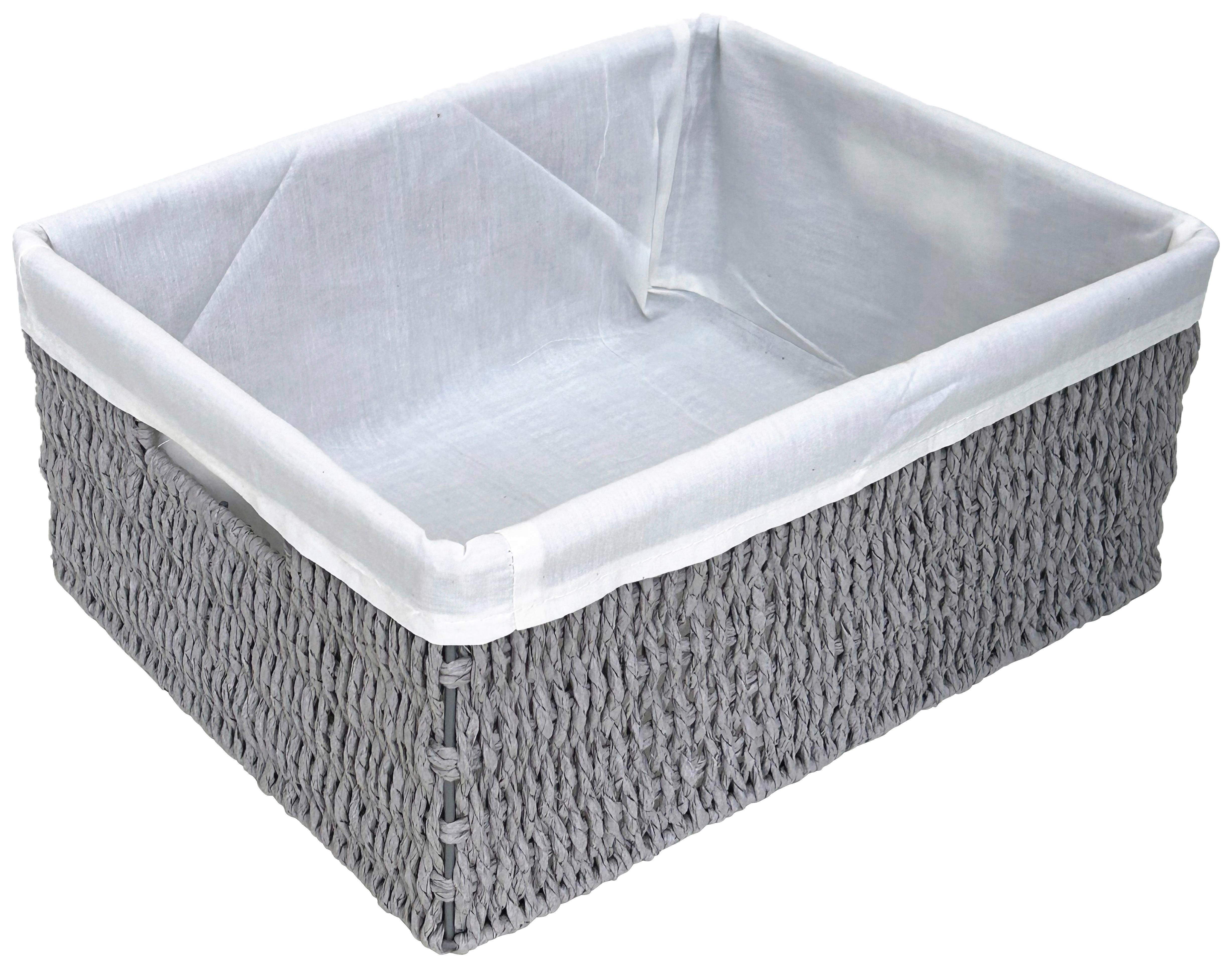 Aufbewahrungskörbchen Sally L Grau/Weiß ca. 34x28x15cm - Weiß/Grau, Papier/Textil (34/28/15cm) - Mömax