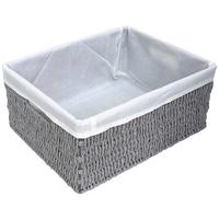 Aufbewahrungskörbchen Sally L Grau/Weiß ca. 34x28x15cm - Weiß/Grau, Papier/Textil (34/28/15cm) - Mömax