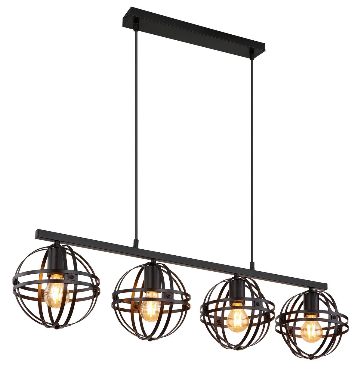 HÄNGELEUCHTE 15639-4H1 - Schwarz, Trend, Kunststoff/Metall (95/20/120cm) - Globo