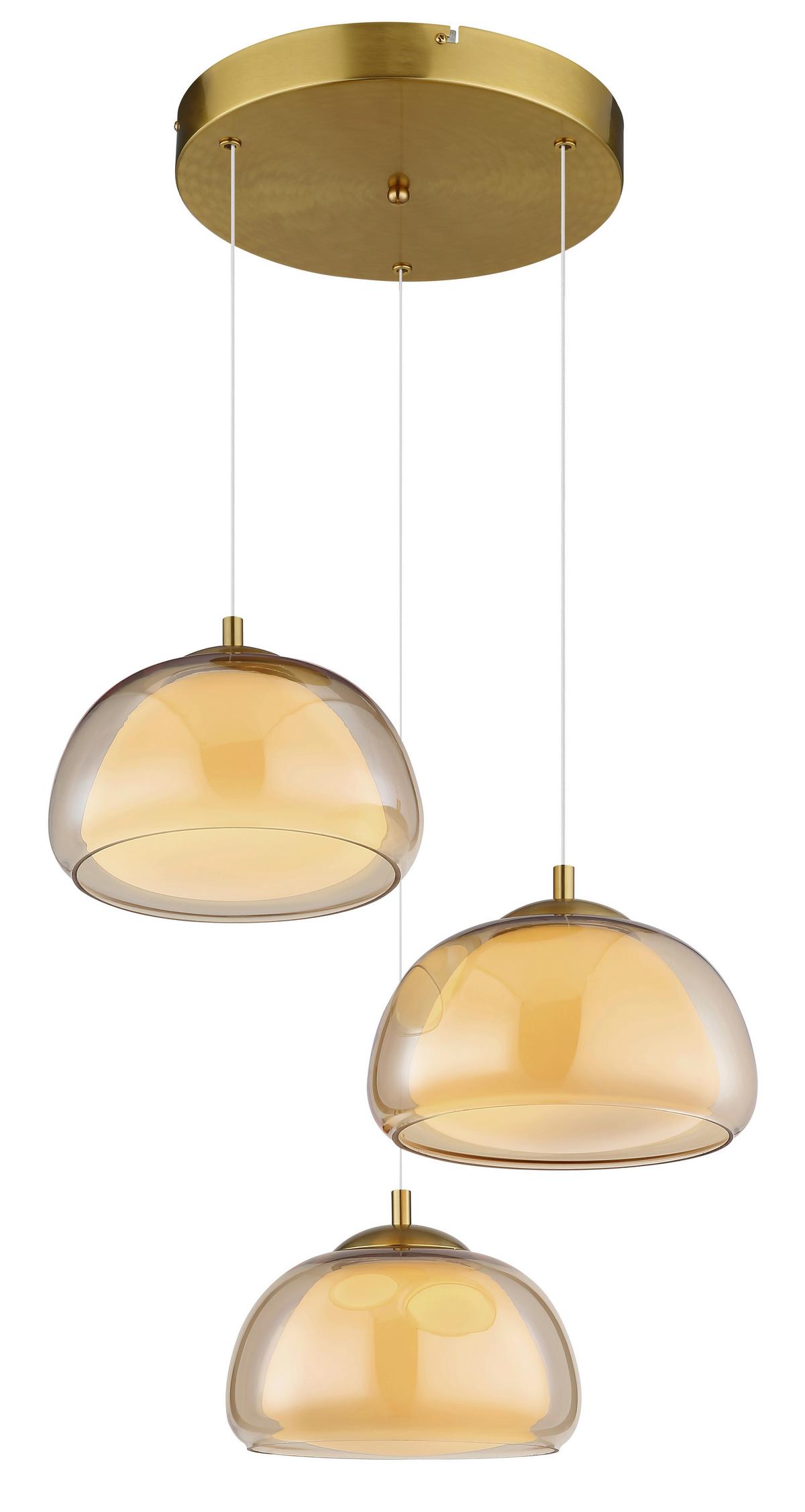 Led Viseća Svjetiljka Avila - bijela/zlatne boje, Design, staklo/metal (50/150cm) - Globo