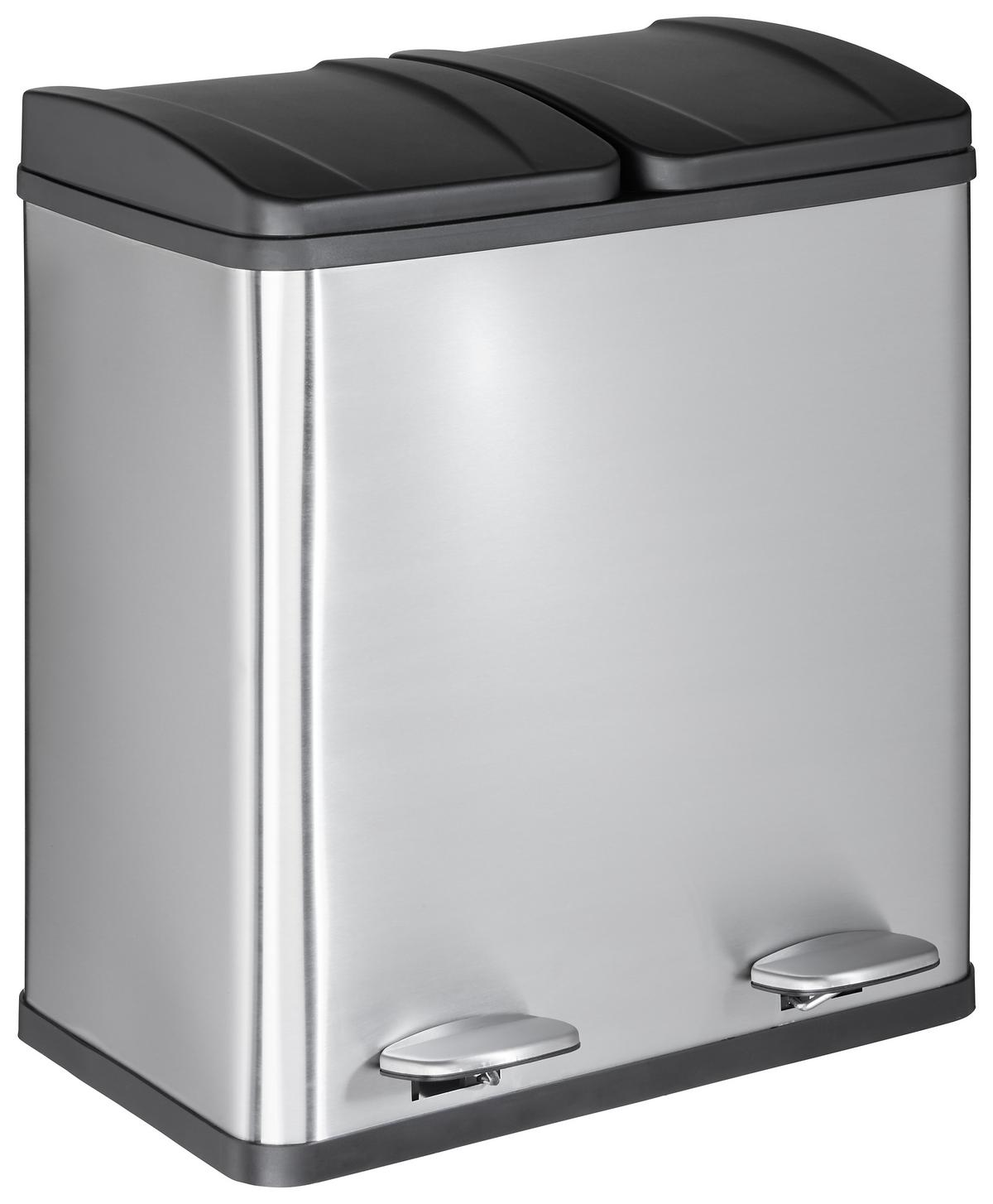Pedálos Szemetes Trash - ezüst/fekete, Modern, műanyag/fém (46,3/37,1/52,6cm) - Mömax