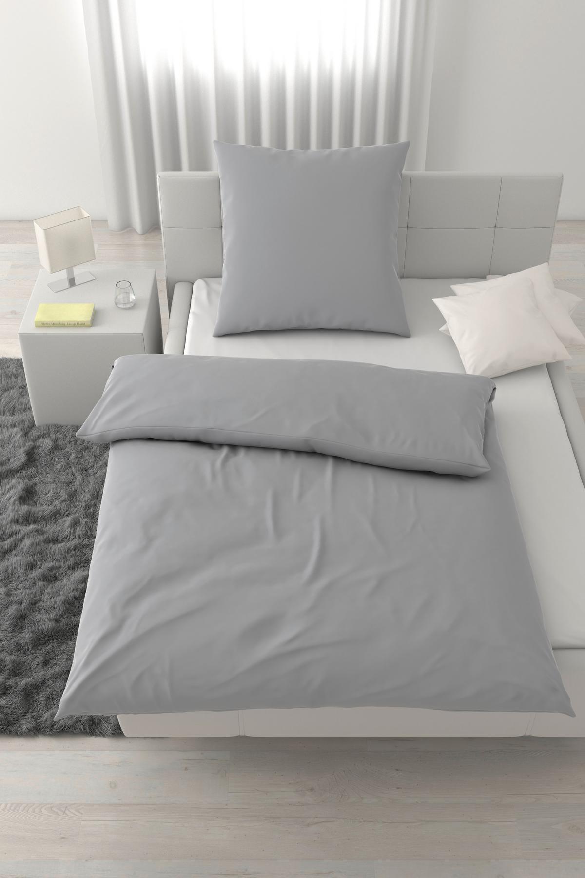 Bettwäsche Xenia Uni Silberfarben ca. 135x200cm - Silberfarben, MODERN, Textil (135/200cm) - Premium Living