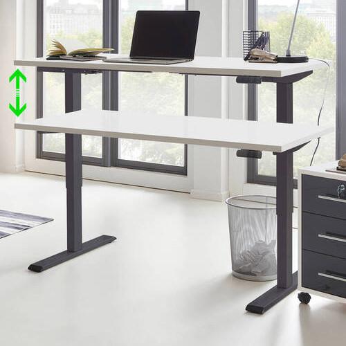 Schreibtisch Office Edition Anthrazit/Weiß - Anthrazit/Weiß, MODERN, Holzwerkstoff/Metall (138/67/69-119cm) - MID.YOU