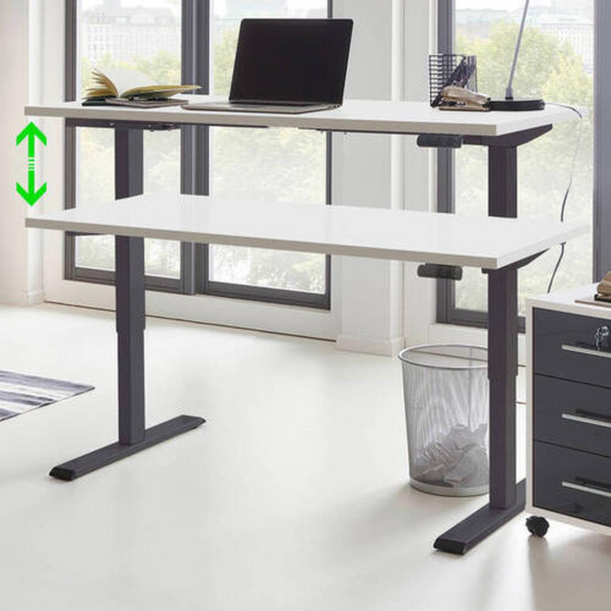 Schreibtisch Office Edition Anthrazit/Weiß - Anthrazit/Weiß, MODERN, Holzwerkstoff/Metall (138/67/69-119cm) - MID.YOU