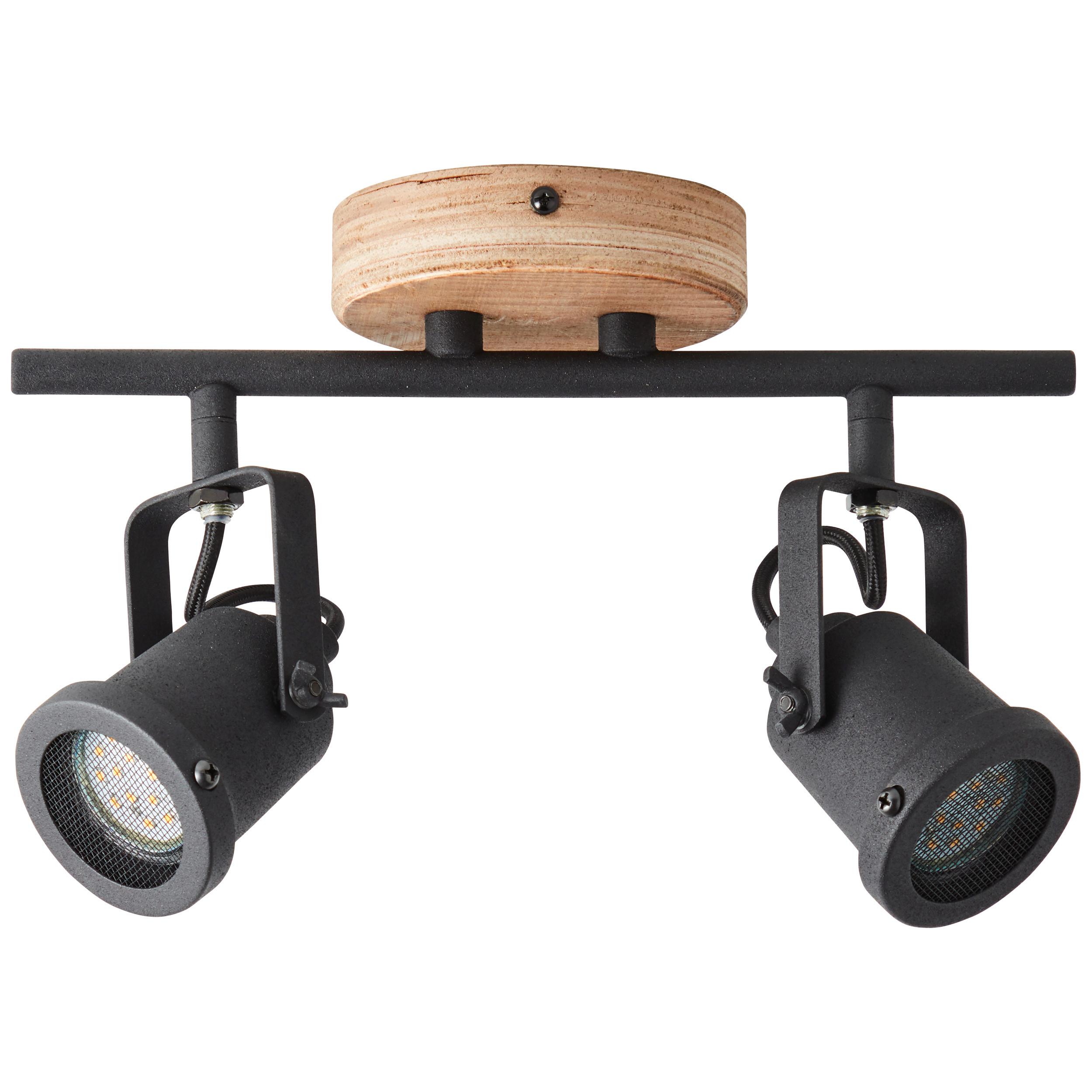 Deckenleuchte Inge Braun/Schwarz max. 6 Watt - Schwarz/Braun, Natur, Holz/Metall (30/17,5/12cm) - Brilliant