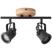 Deckenleuchte Inge Braun/Schwarz max. 6 Watt - Schwarz/Braun, Natur, Holz/Metall (30/17,5/12cm) - Brilliant
