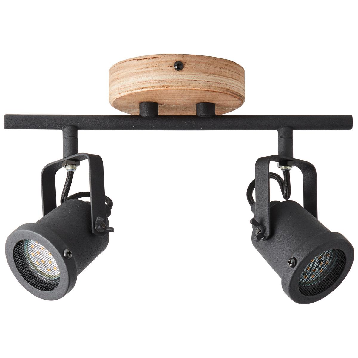 Deckenleuchte Inge Braun/Schwarz max. 6 Watt - Schwarz/Braun, Natur, Holz/Metall (30/17,5/12cm) - Brilliant