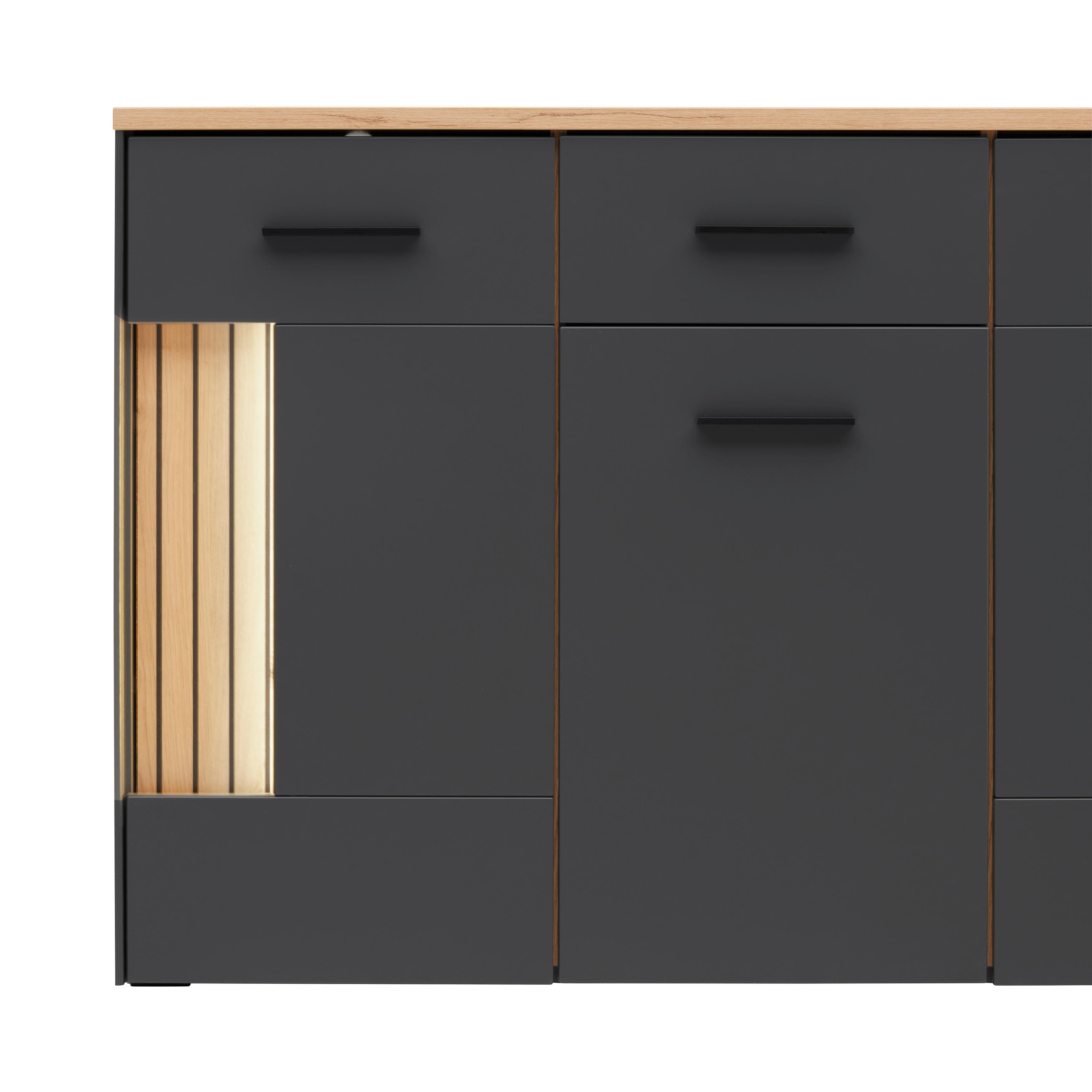 SIDEBOARD ALARA - svart, Modern, metall/trämaterial (128/87/40cm) - Mömax