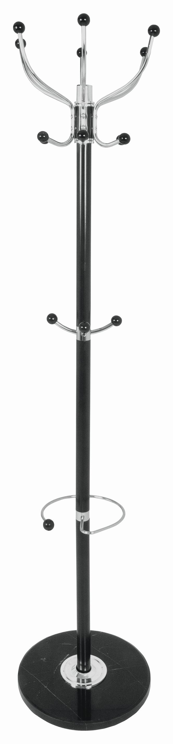 WIESZAK STOJĄCY MECKI - czarny/kolor chromowy, Design, kamień/metal (38/176cm) - Carryhome