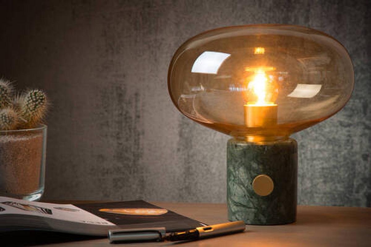 LAMPA STOŁOWA 03520/01/62 CHARLIZE - zielony/kolor bursztynowy, Basics, kamień/szkło (23/24cm) - Lucide