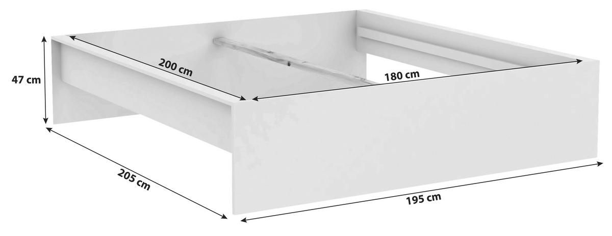 Bettrahmen Unit 180 in Weiss - Weiss, Konventionell, Holzwerkstoff (180/200cm) - Based