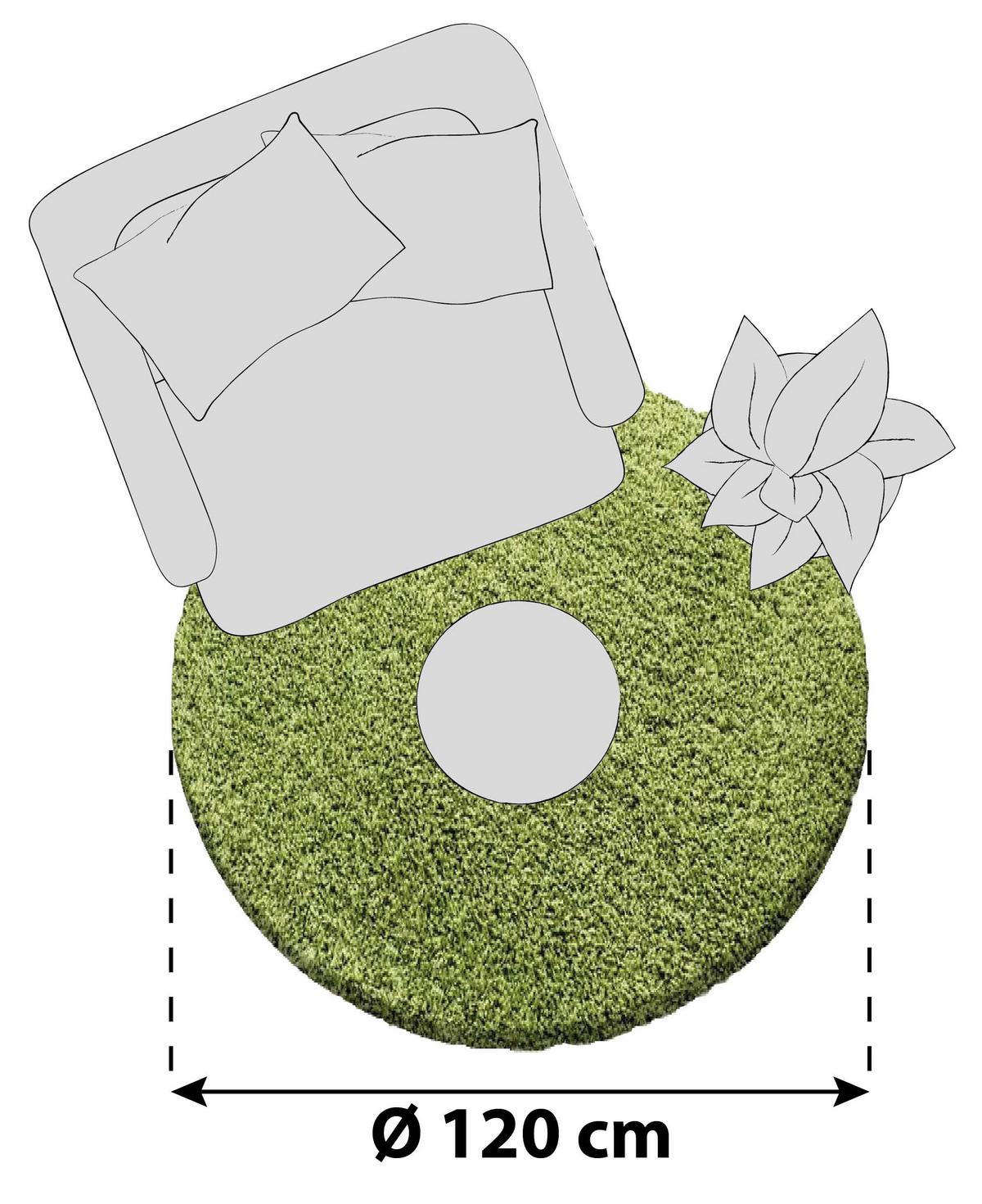 Hochflorteppich Dream Grün Ø ca. 120cm - Grün, KONVENTIONELL, Textil (120cm) - Novel