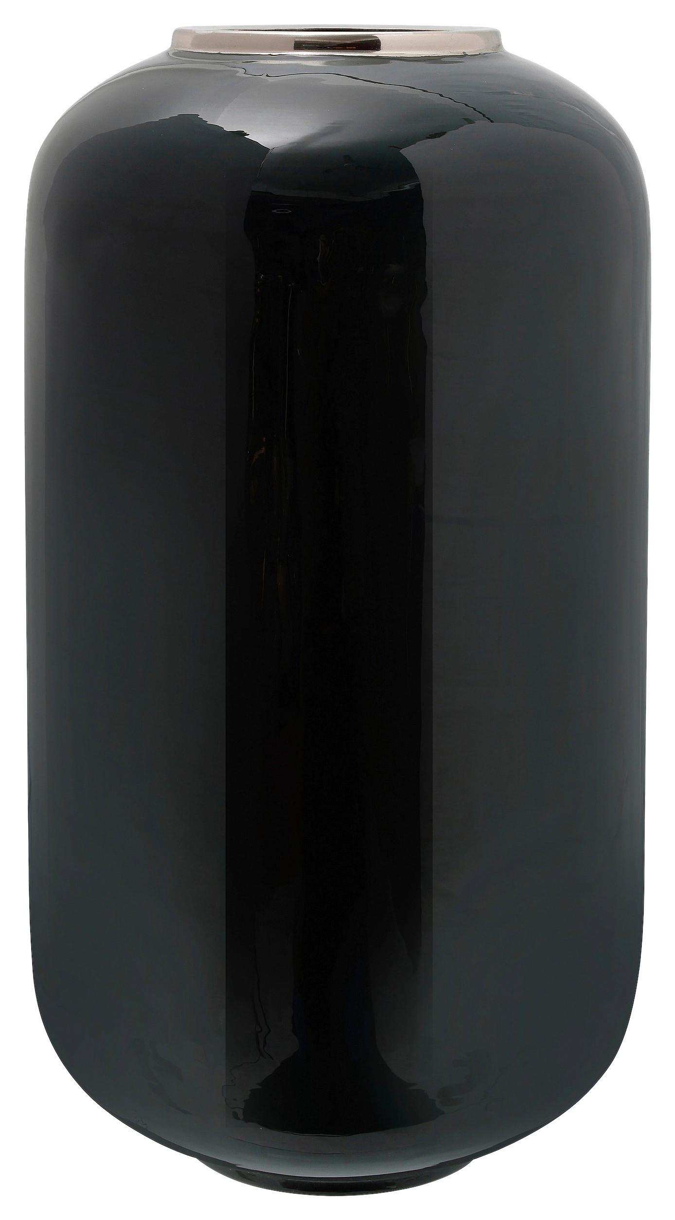 VASE ART DECO 275 - Dunkelgrün/Silberfarben, Trend, Metall (24/24/50cm) - Kayoom