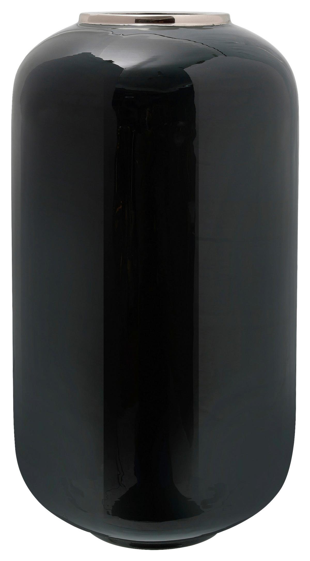 VASE ART DECO 275 - Dunkelgrün/Silberfarben, Trend, Metall (24/24/50cm) - Kayoom