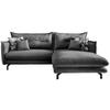 Wohnlandschaft Lava Grau Velours - Türkis/Schwarz, MODERN, Textil/Metall (255/180cm) - Livetastic