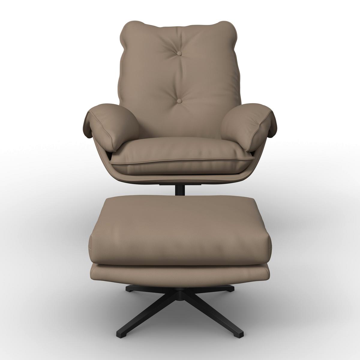 Sessel Andrea Lederlook Braun - Hellbraun/Schwarz, MODERN, Holz/Textil (82/105/80cm) - Bessagi Home
