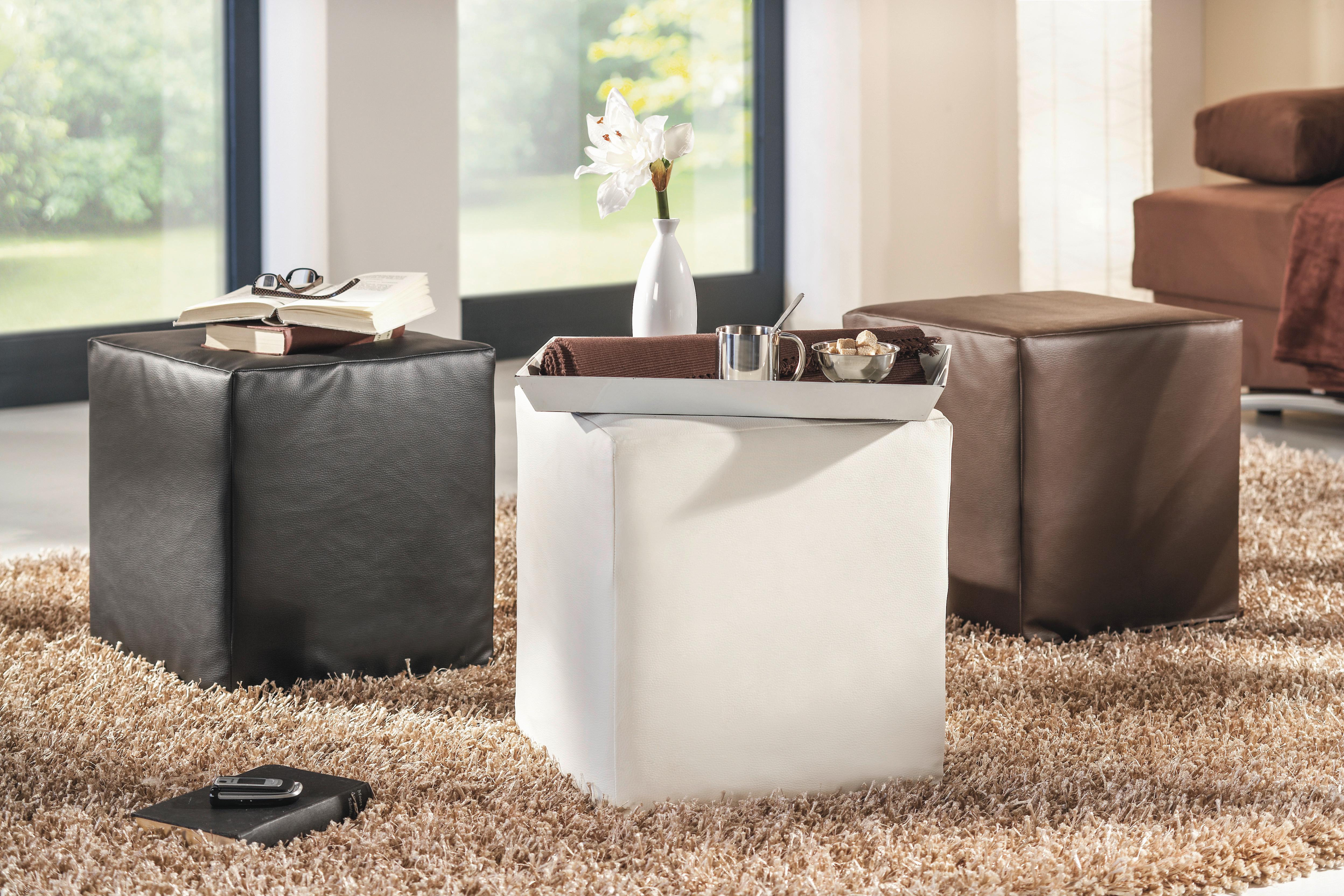 Hocker Bali in Weiß - Schwarz/Weiß, Kunststoff/Textil (40/42/40cm) - Mömax