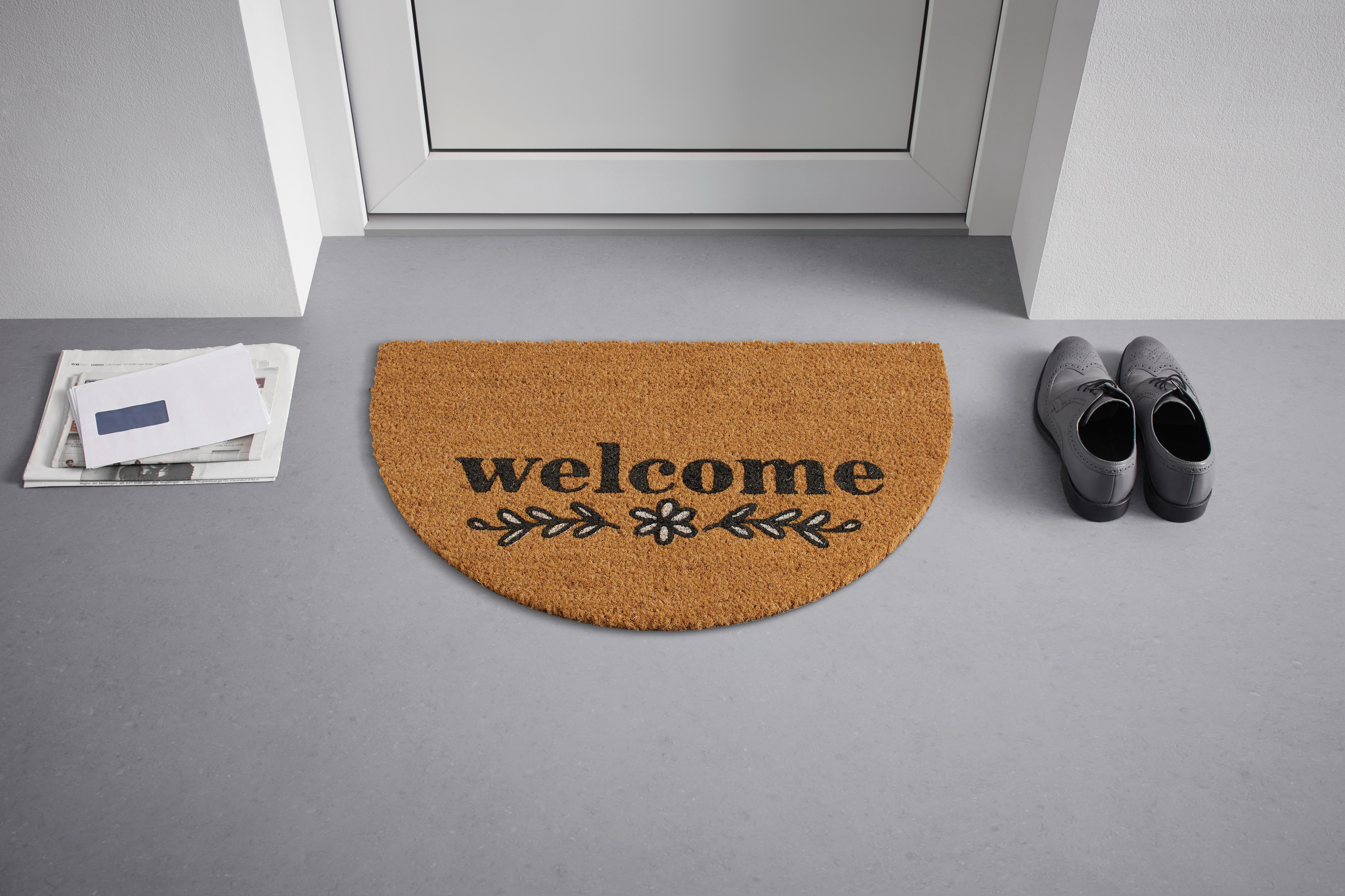 DÖRRMATTA WELCOME HALBRUND - sandfärgad, Modern, naturmaterial (40/60cm) - Modern Living