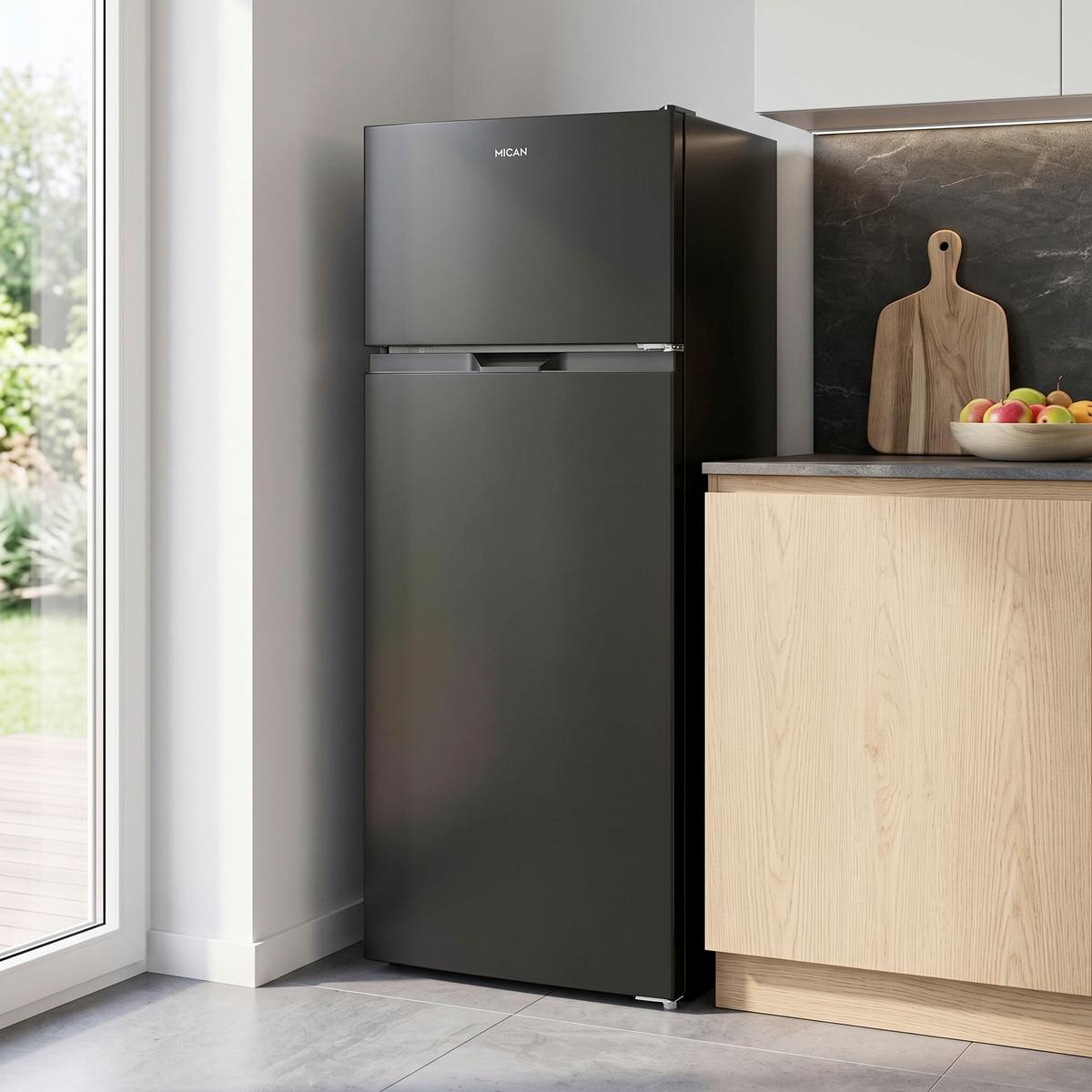 Kühl-Gefrier-Kombination SKHTMF55SDID Schwarz - Schwarz, Basics, Glas/Kunststoff (54,5/143/55,5cm) - Mican