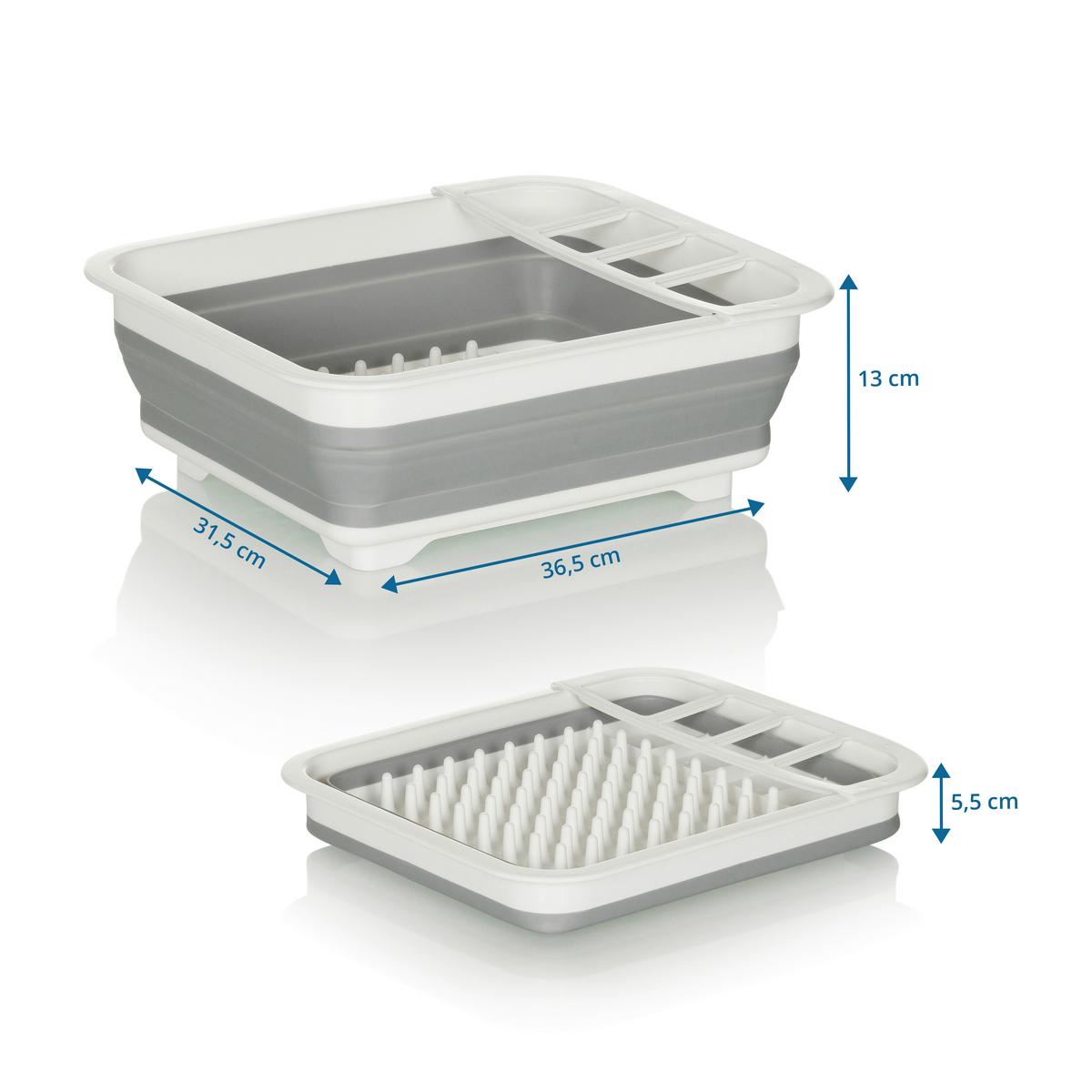 Košara Za Posodo Clean Sil, Siva, Bela - siva/bela, Basics, umetna masa (36,5/13/31,5cm) - MID.YOU