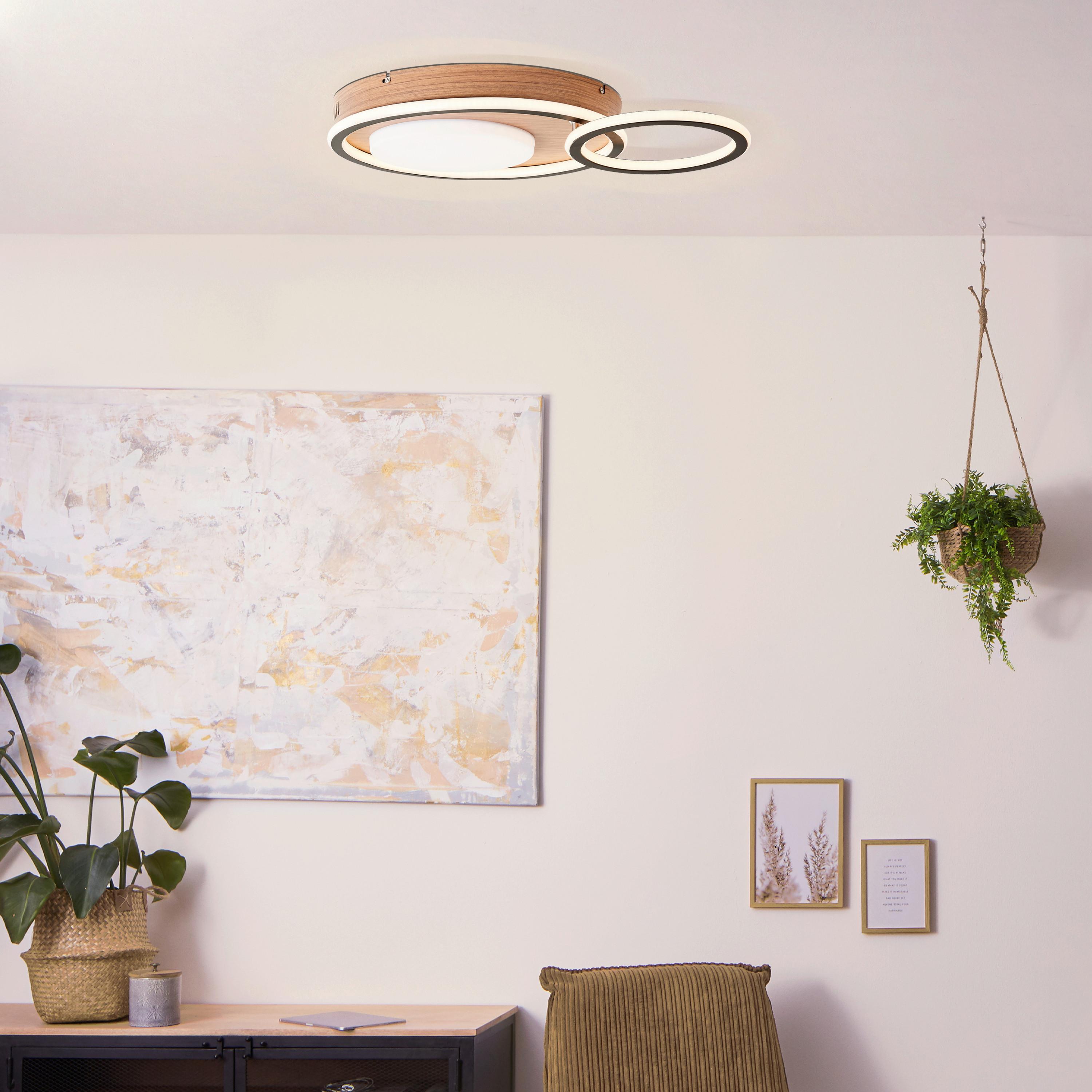 LED-Deckenleuchte Karney Braun/Schwarz max. 48 Watt - Schwarz/Braun, Design, Kunststoff/Metall (39,4/57/8cm) - Brilliant