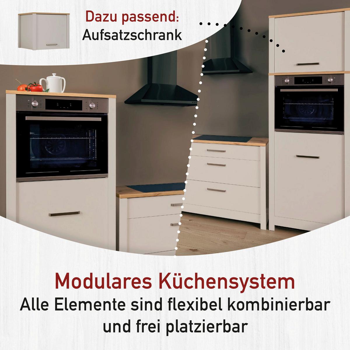 Geräteumbauschrank Sardegna Kaschmir/Eiche - Kaschmir/Silberfarben, ROMANTIK / LANDHAUS, Holzwerkstoff/Metall (70/167/60cm) - home24