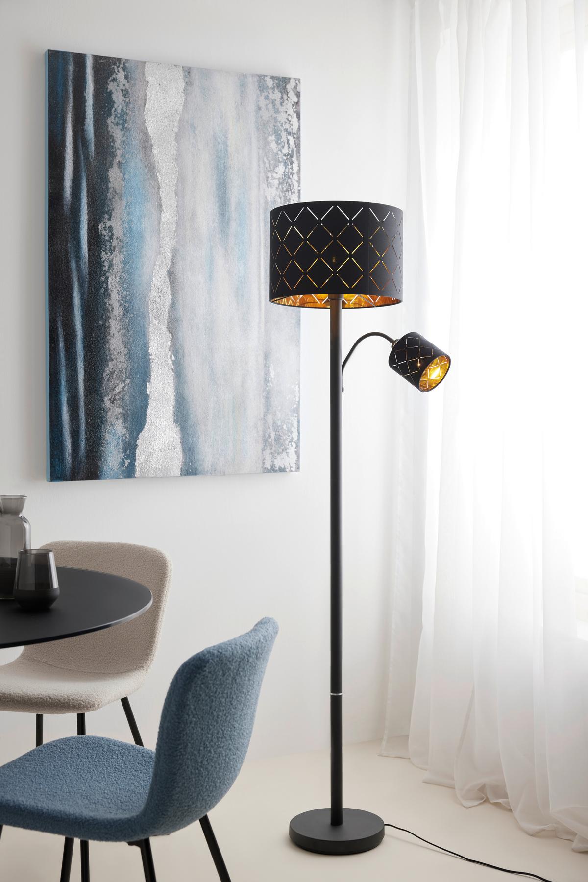 LAMPA STOJĄCA MANFRIED - czarny, Modern, metal/tkanina (35/162cm) - Mömax