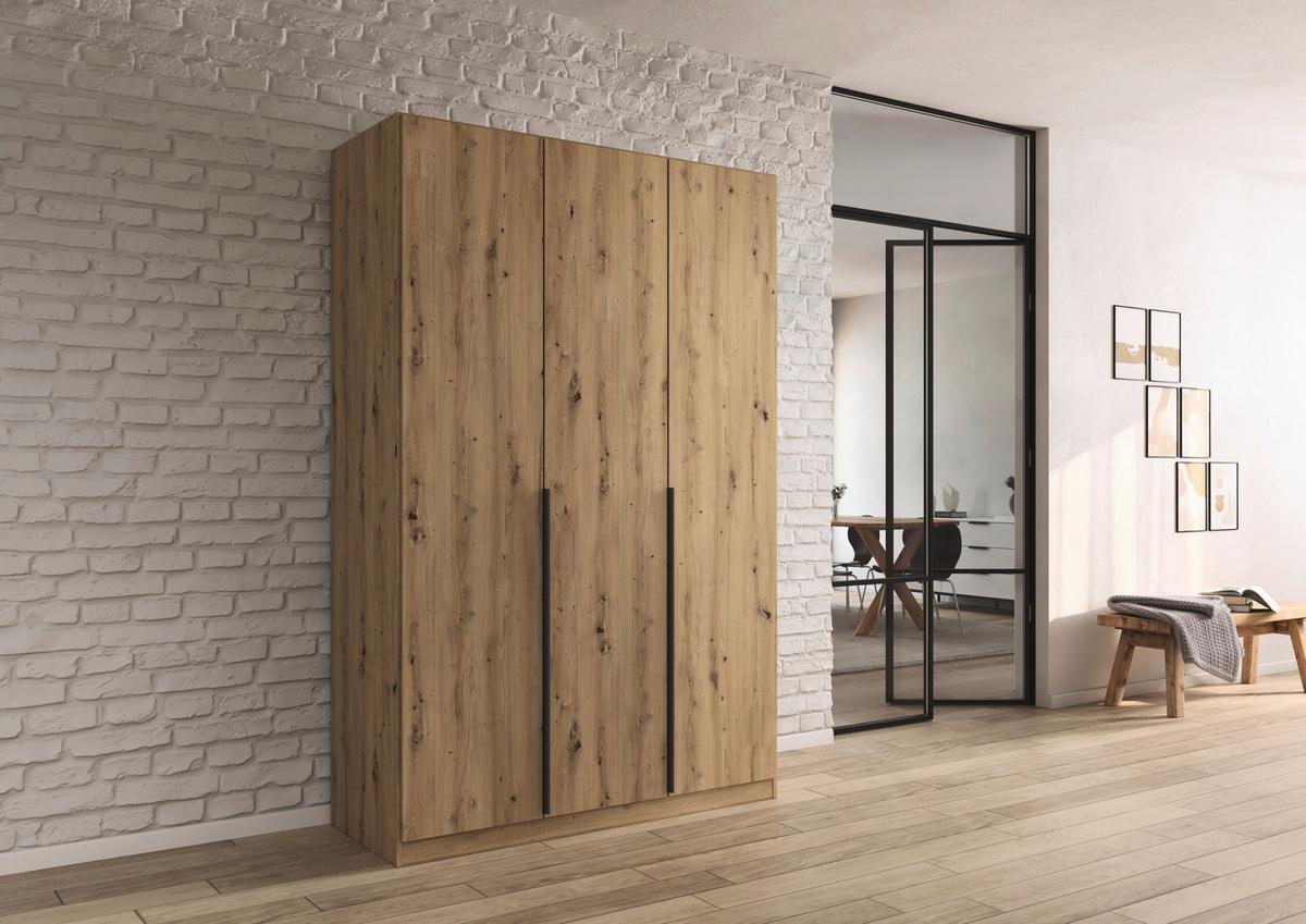 Dulap cu uși rotative ALABAMA - stejar Artisan, Modern, material pe bază de lemn (136/229/54cm) - Modern Living