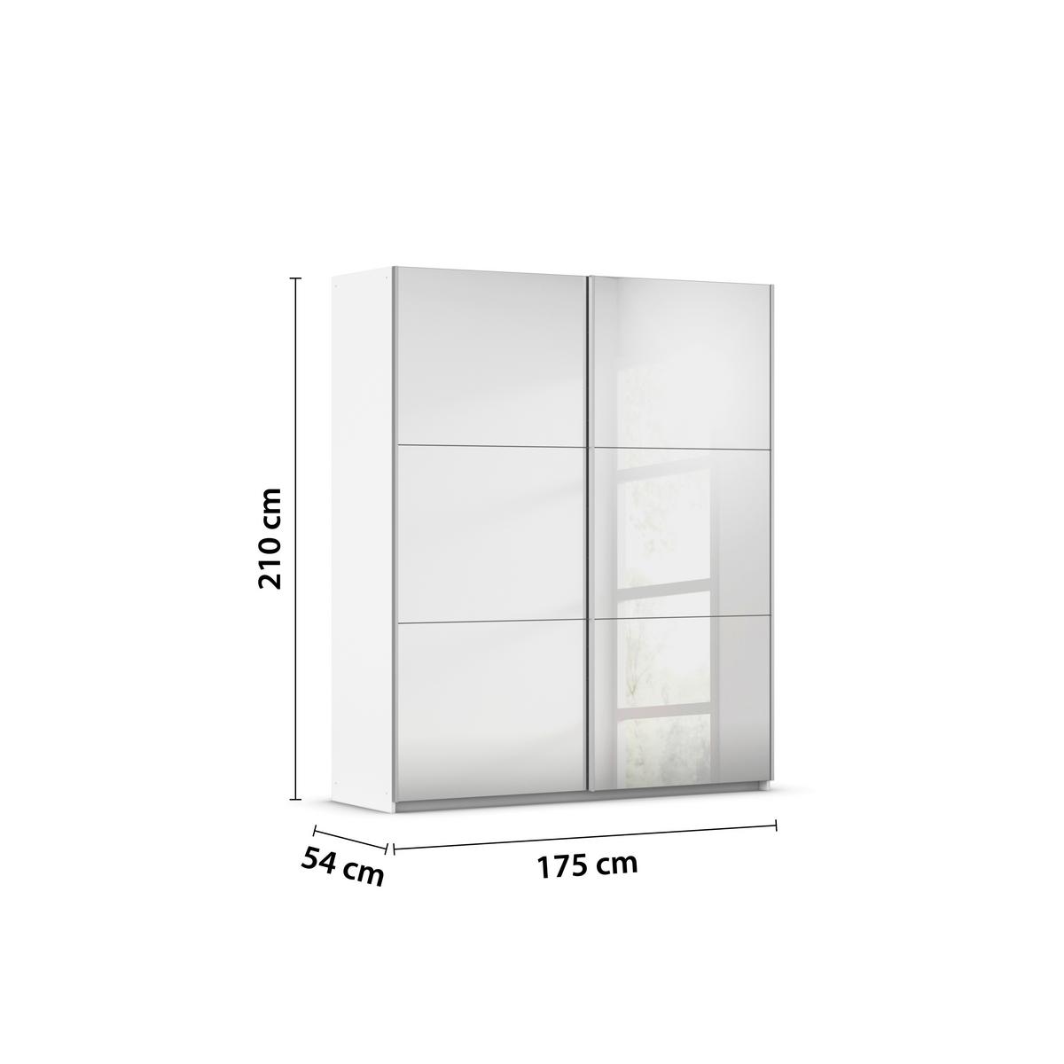 DULAP USI GLISANTE REFLECT - argintiu/alb, Modern, sticlă/material pe bază de lemn (175/210/59cm)