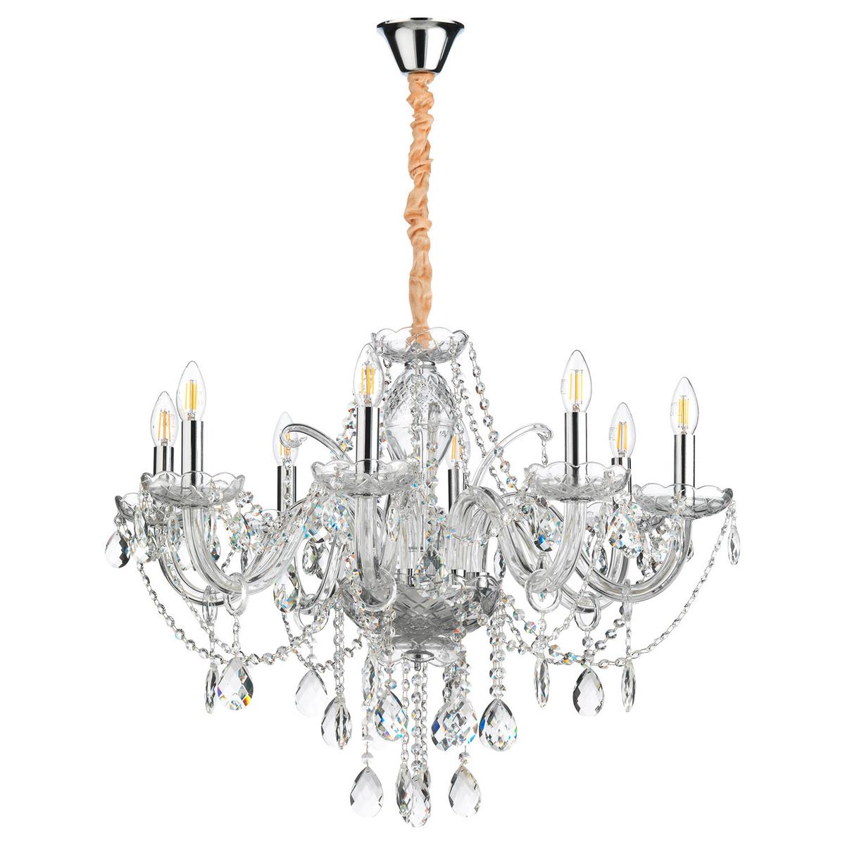 Kristall-Hängeleuchte Svetlana Chromfarben max. 6 Watt - Chromfarben/Transparent, KONVENTIONELL, Glas/Metall (75/100cm)