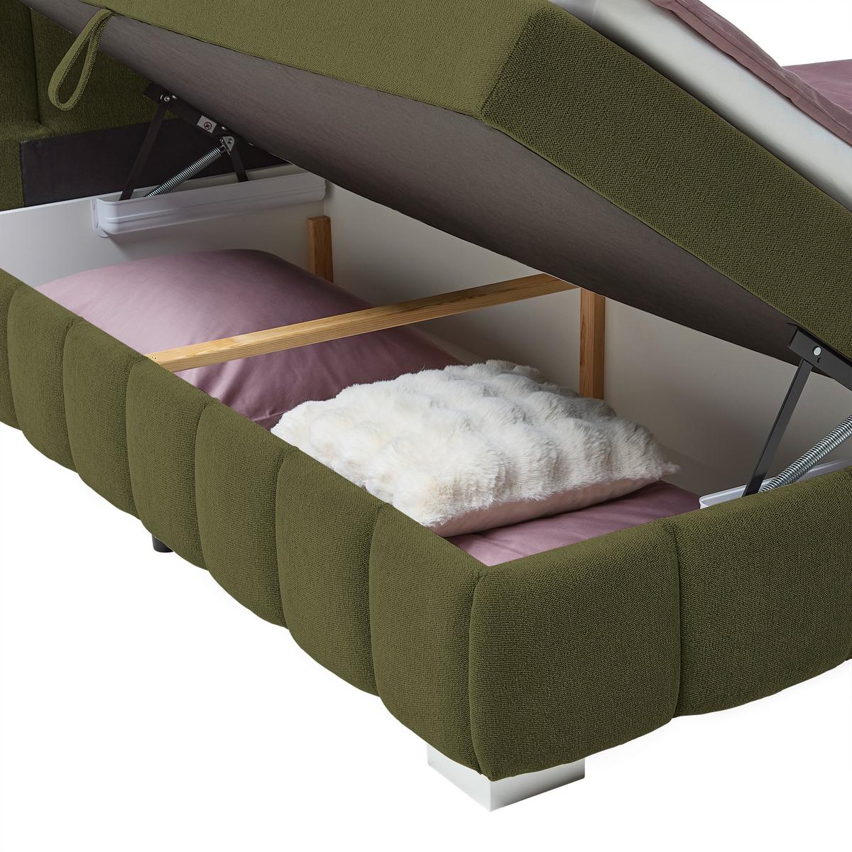 Boxbett Elaris Grün ca. 160x200cm - Chromfarben/Grün, KONVENTIONELL, Kunststoff/Textil (160/200cm) - Mömax