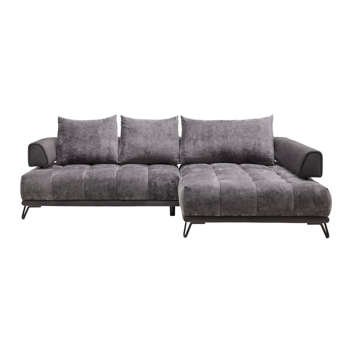 Ecksofa Morgan Graphitfarben - Graphitfarben/Schwarz, MODERN, Textil/Metall (262/67-87/184cm) - Mömax