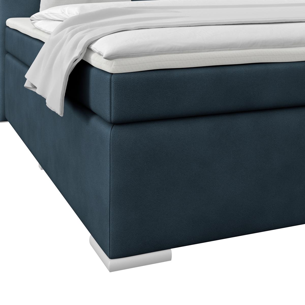 Boxspring Krevet Mira 1 - tamno plava, Basics, metal/tekstil (180/200cm)