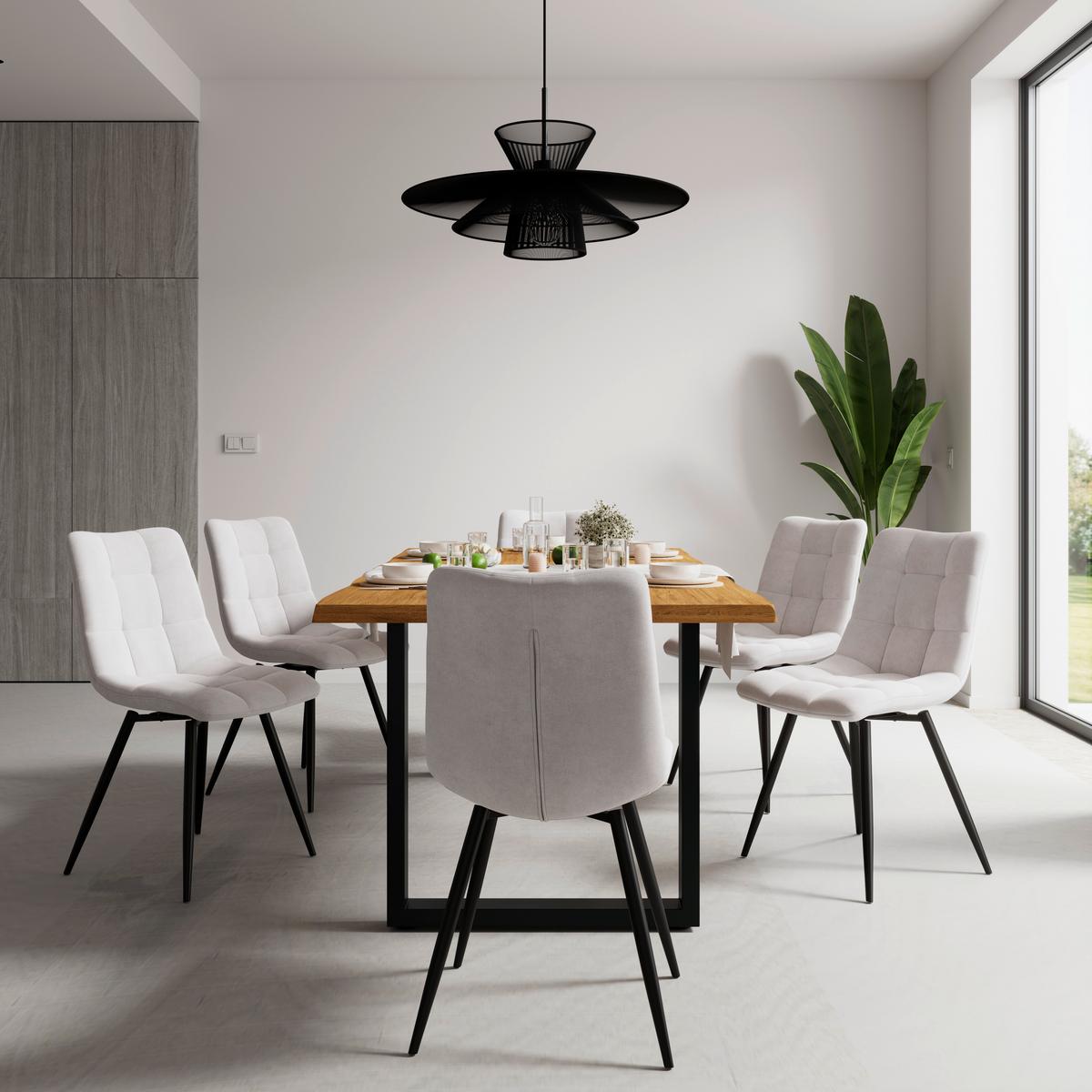 Stuhl Suri Hellgrau Chenille Drehbar Gepolstert - Hellgrau/Schwarz, MODERN, Holz/Textil (46/88/62cm) - Bessagi Home