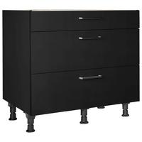 Schubkastenunterschrank Touch Schwarz - Edelstahlfarben/Schwarz, MODERN, Holzwerkstoff/Metall (90/87/56cm) - Nobilia