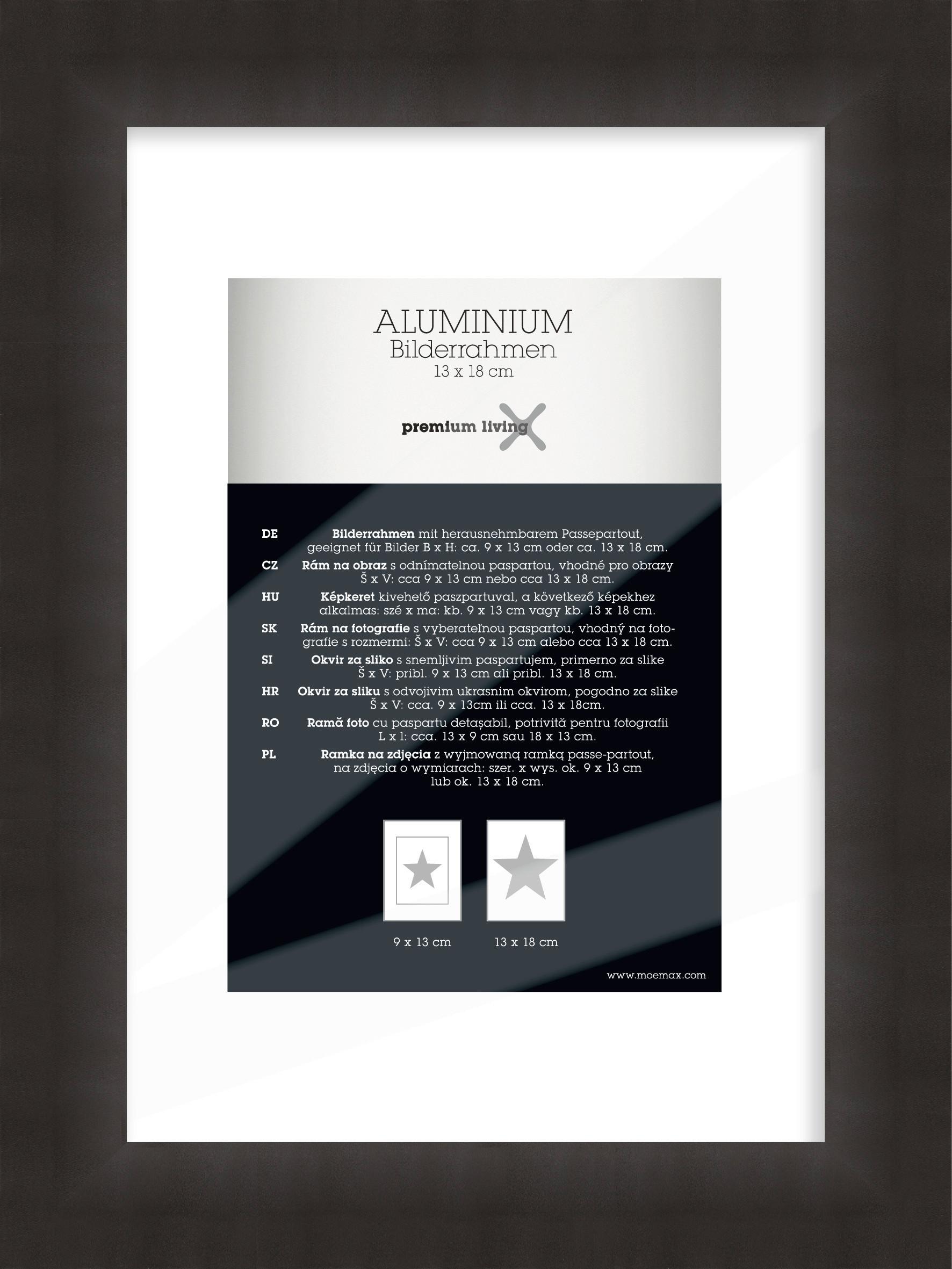 Bilderrahmen Aluminium ca. 16x21cm - Schwarz, Basics, Metall (16,1/21,1/2.2cm) - Premium Living
