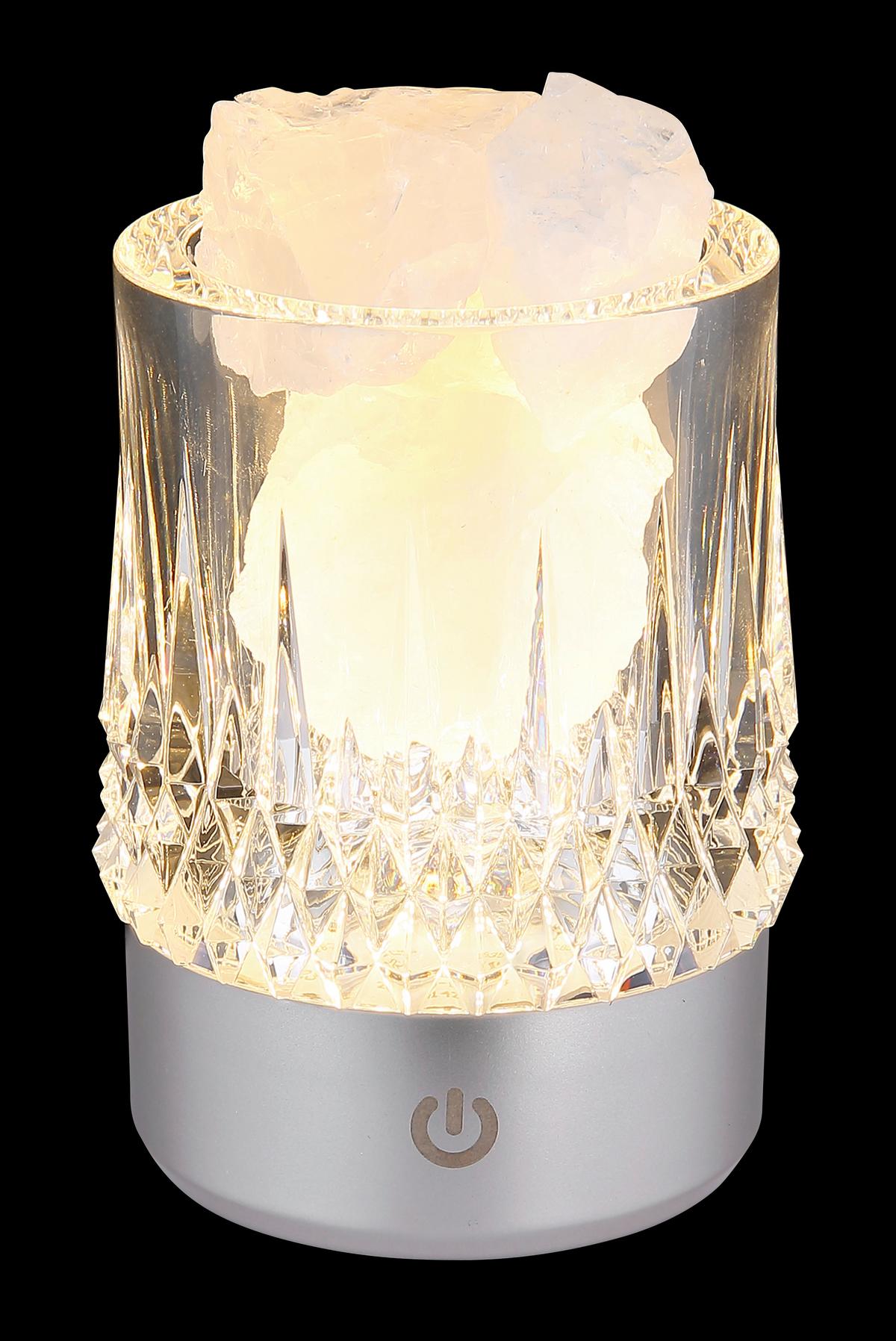 AKKU-TISCHLEUCHTE 21044S LIZZY - Weiss/Transparent, Basics, Kunststoff/Stein (7,8/10,5cm) - Globo