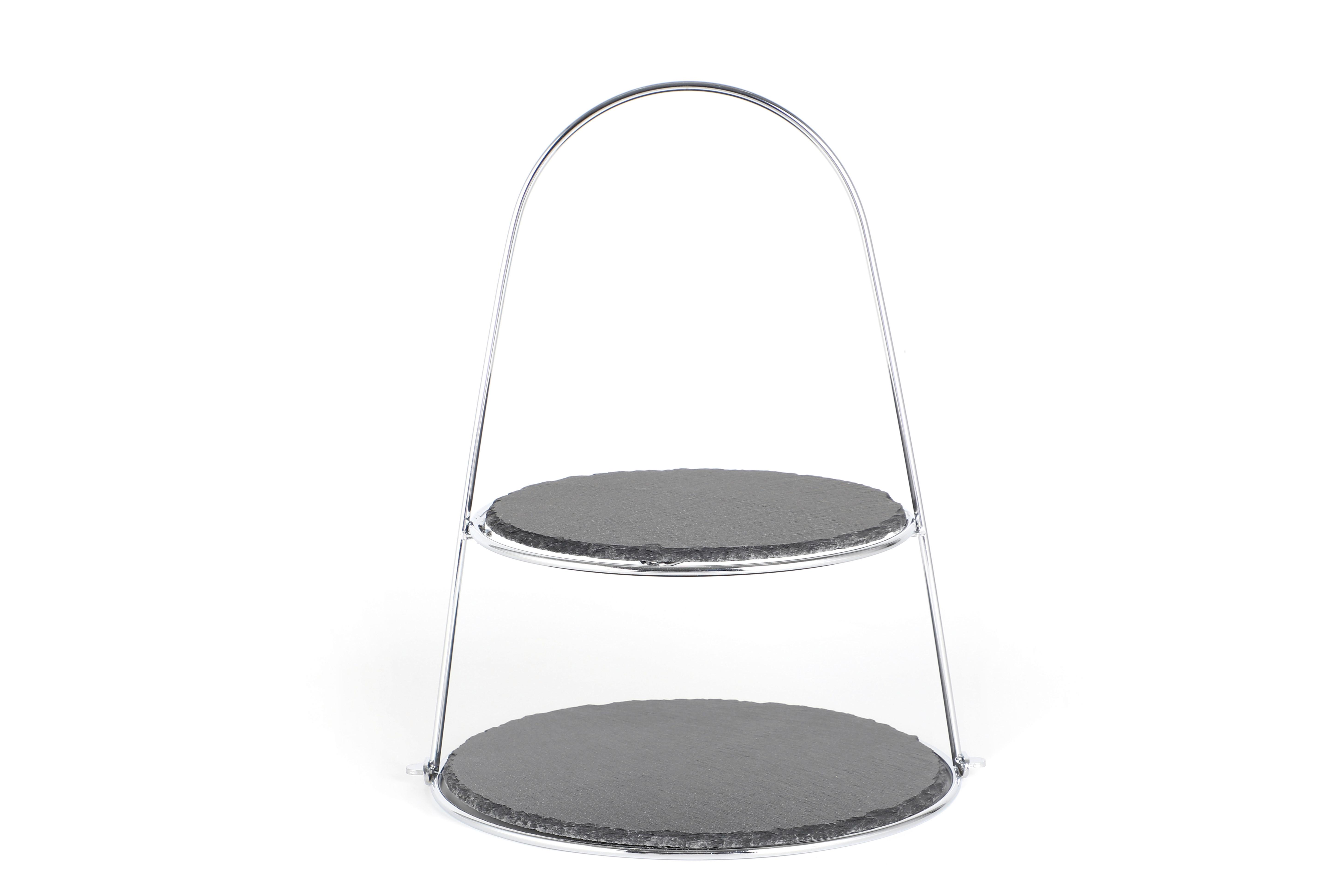 Suport brioșe 2 etaje - argintiu, Basics, metal/piatră (24/29/40cm) - Echtwerk