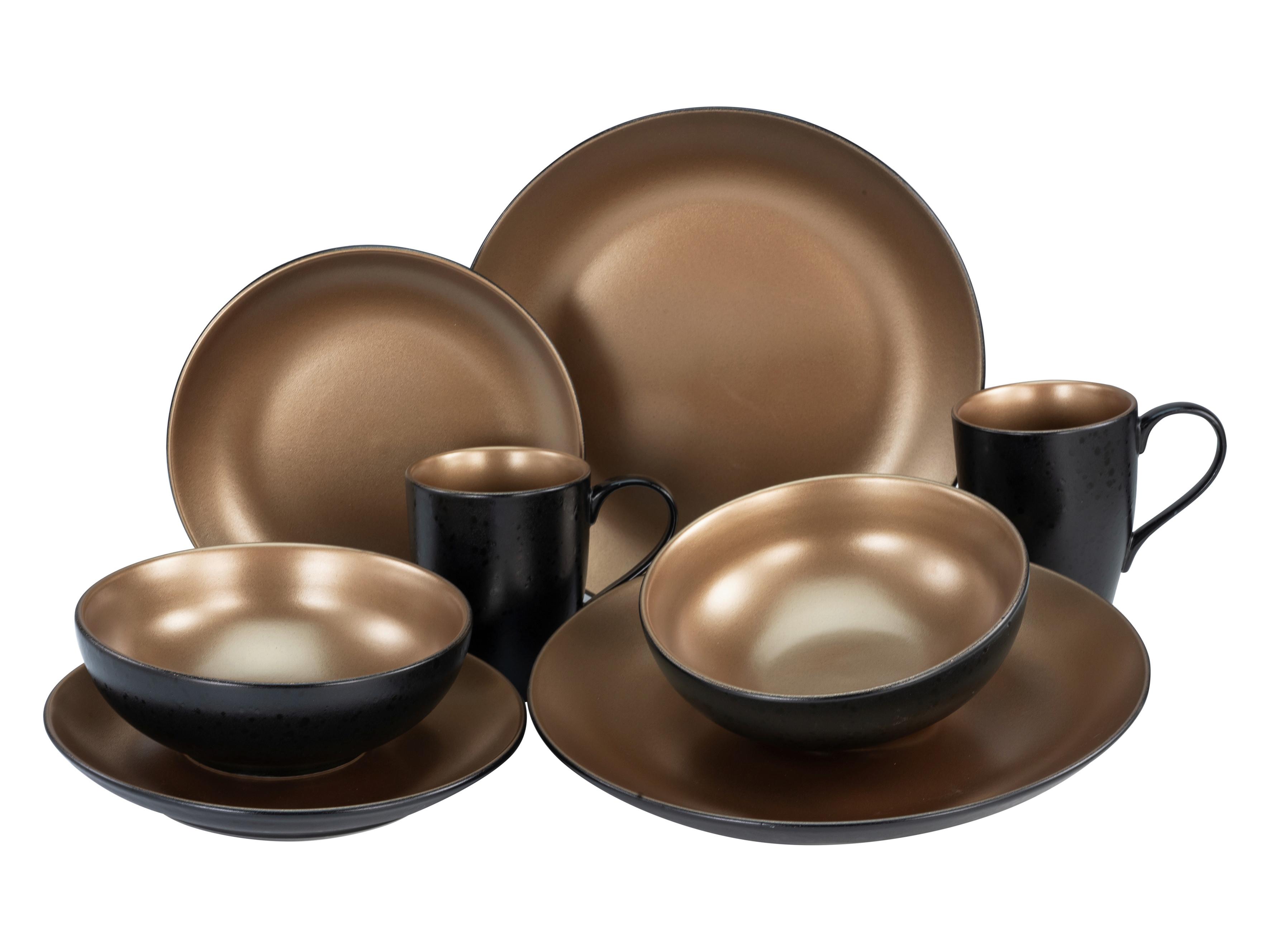 Kombinirani Servis Glamour Gold, 8-Delni - zlate barve/črna, keramika - Creatable