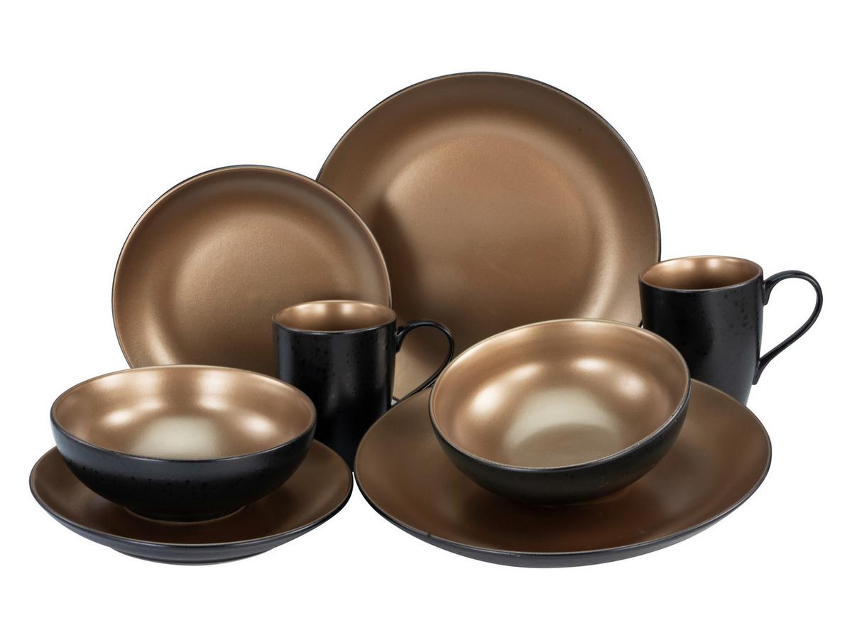 Kombinirani Servis Glamour Gold, 8-Delni - zlate barve/črna, keramika - Creatable