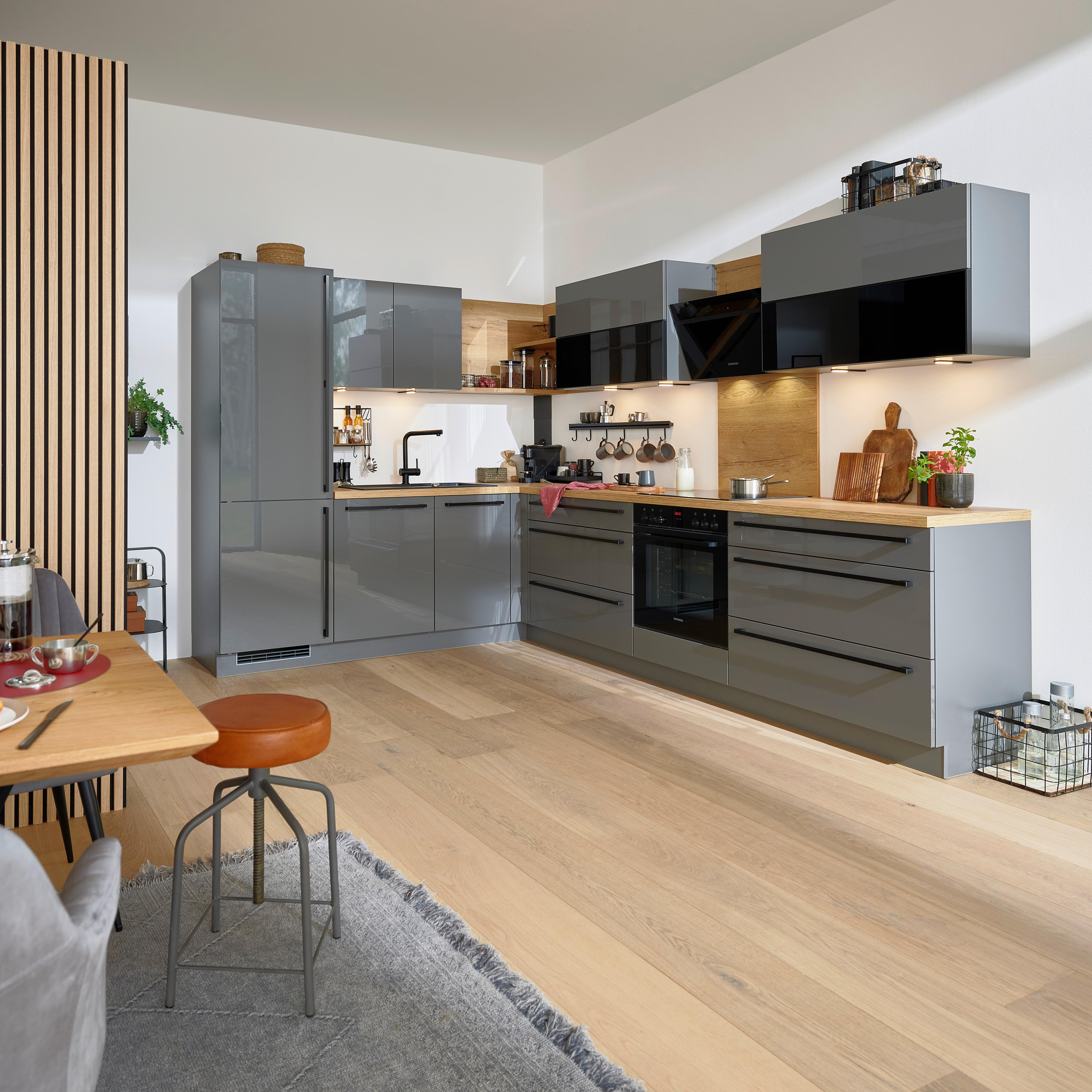 Eckküche Lux in Grau - Grau, Holzwerkstoff (235/305cm) - Nolte Küchen