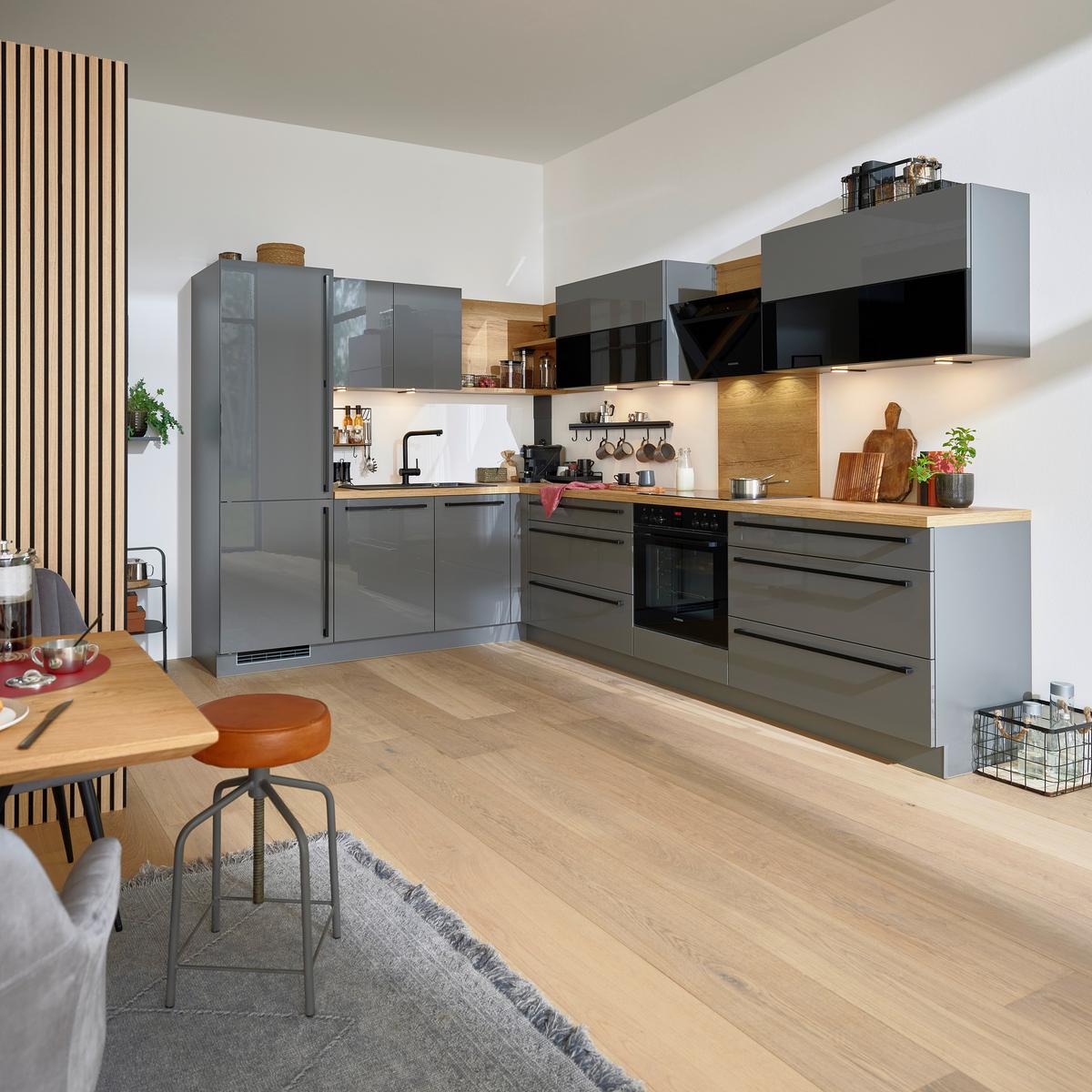 Eckküche Lux in Grau - Grau, Holzwerkstoff (235/305cm) - Dieter Knoll