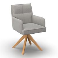 Armlehnstuhl Felina Hellgrau Cord Drehbar Gepolstert - Hellgrau/Naturfarben, MODERN, Holz/Textil (57/94/64cm) - Bessagi Home