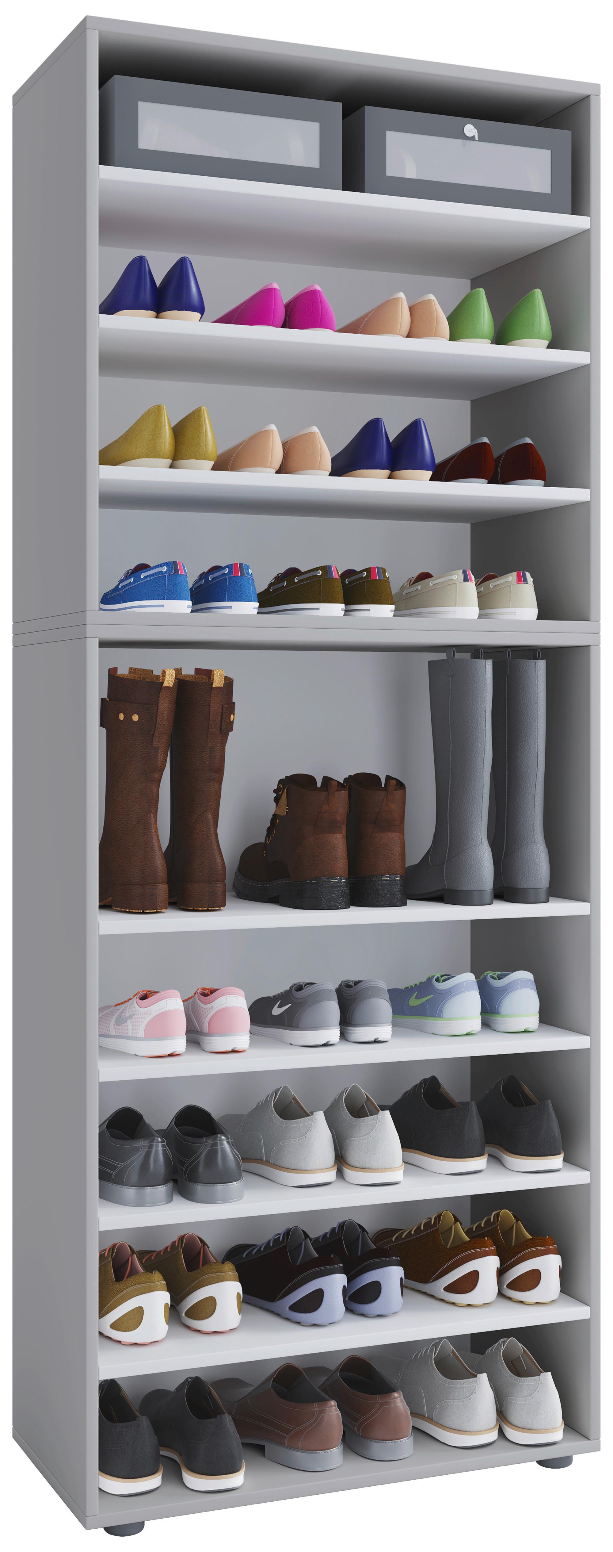 Schuhregal Lona XXL ca.70x183x37cm Grau - Schwarz/Grau, KONVENTIONELL, Holzwerkstoff/Kunststoff (70/183/37cm) - MID.YOU
