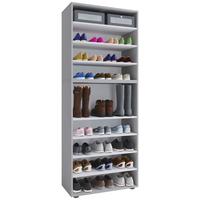 Schuhregal Lona XXL ca.70x183x37cm Grau - Schwarz/Grau, KONVENTIONELL, Holzwerkstoff/Kunststoff (70/183/37cm) - MID.YOU